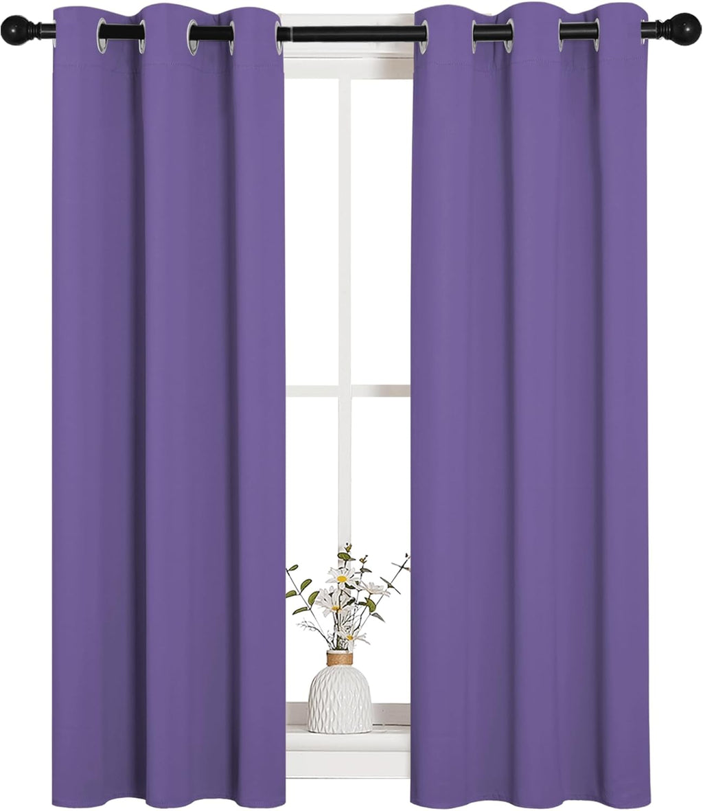 NICETOWN Blackout Curtain Panels - Thermal Insulated Grommet Drapes for Basement | Lilac Purple, 29x45" (1 Pair)