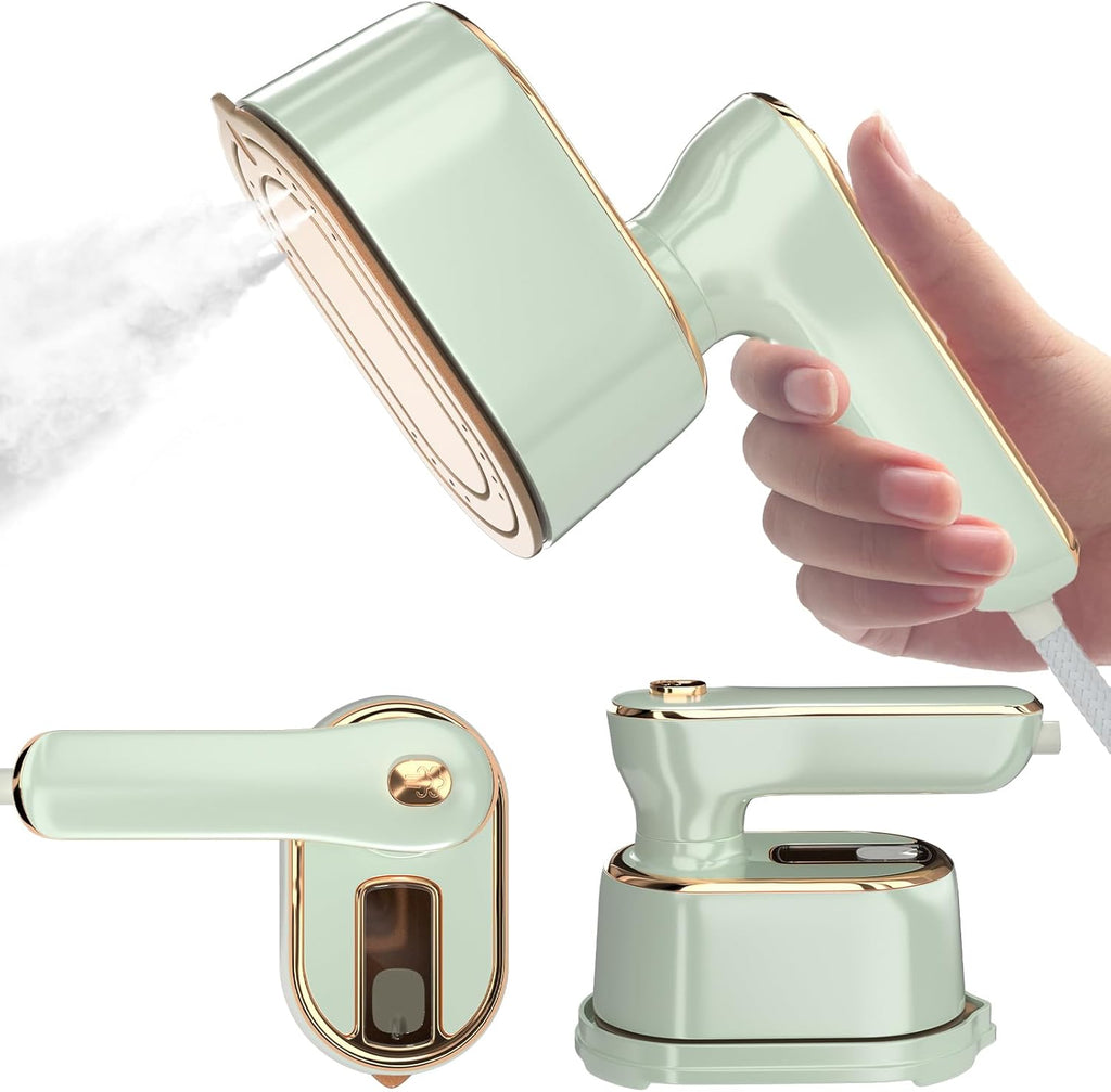 Skiennix Travel Steamer | Mini Portable Iron for Clothes - Compact Design for Home & College (Mint Green)