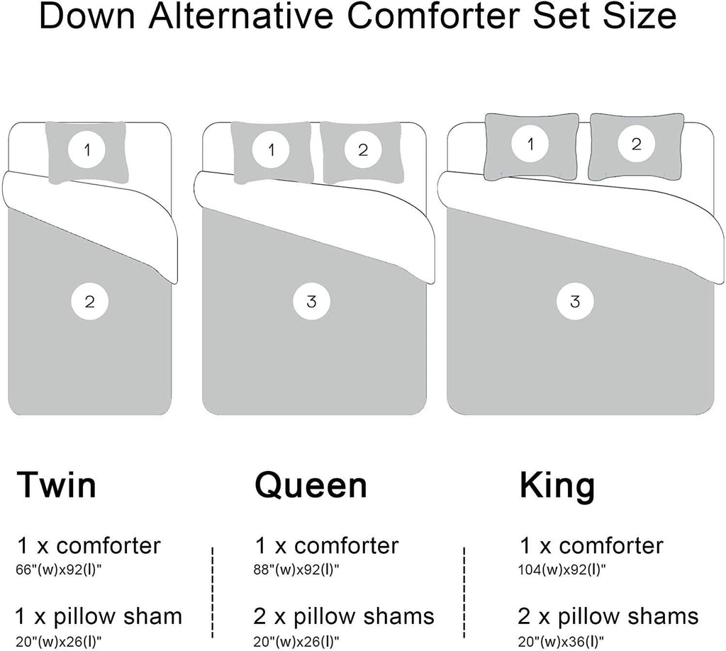 downluxe Lightweight Plaid Comforter Set (King) with 2 Pillow Shams - 3-Piece Set - Black/White Plaid - Down Alternative Reversible Comforter