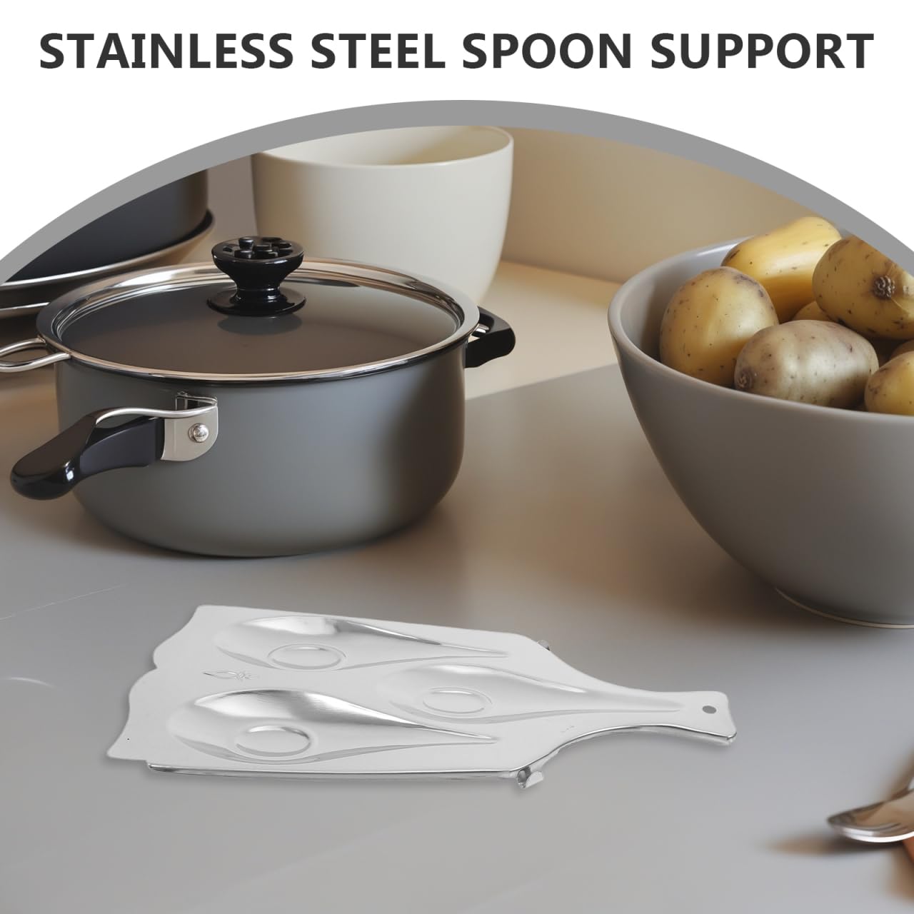 Rorpoir Stainless Steel Spoon Holder Base Triple Slot Spoon Rest for Kitchen Utensil Organization Silver 9.96 Inch