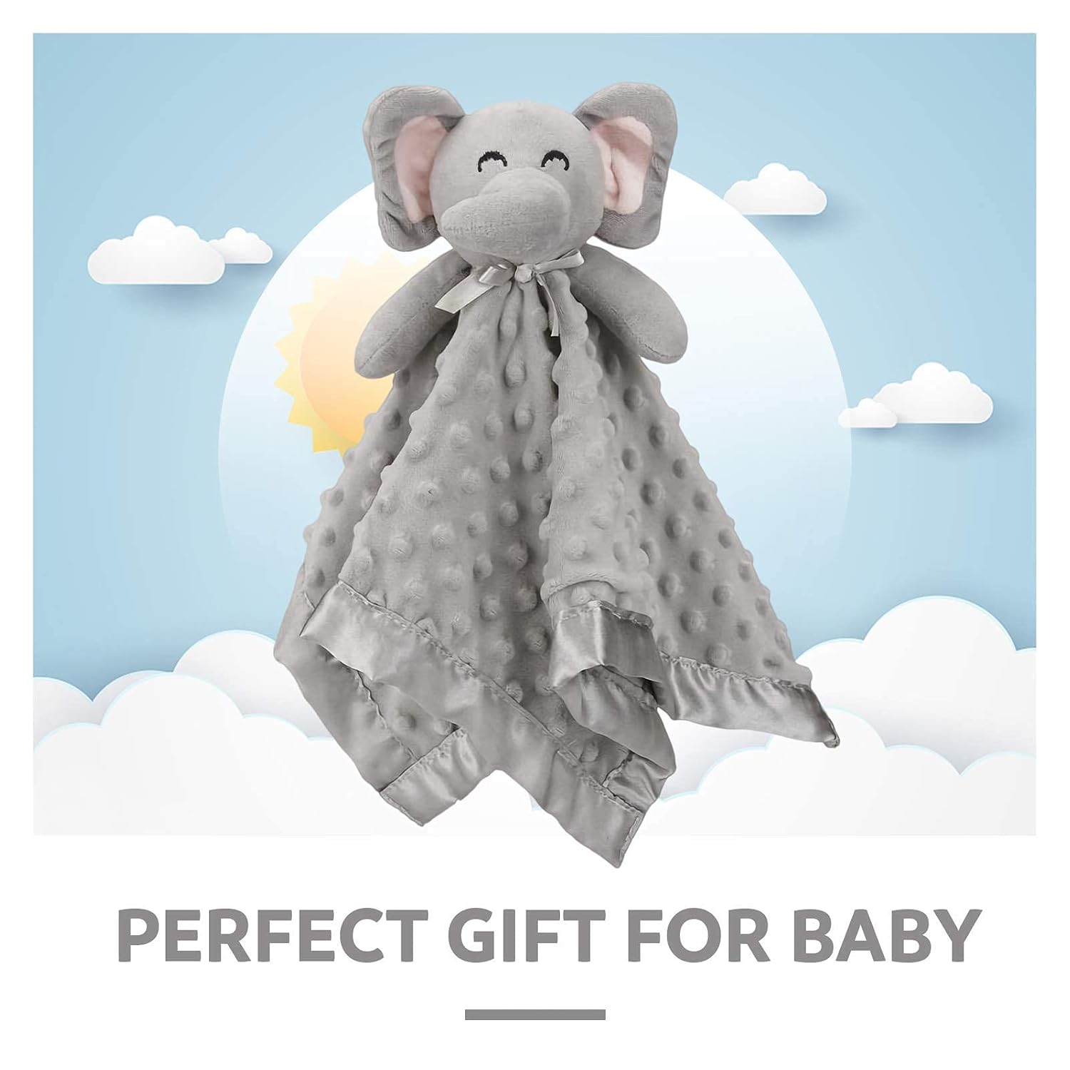 Pro Goleem Security Blanket - Soft Elephant and Bear Design | 16-Inch Comfort for Babies