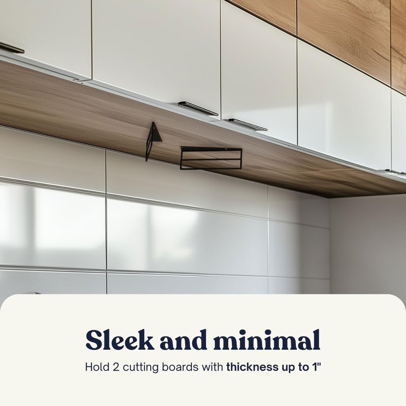 Under Cabinet Metal Cutting Board Rack - 2 Layer Vertical & Horizontal Hanger - Heavy Duty Cutting Board Holder