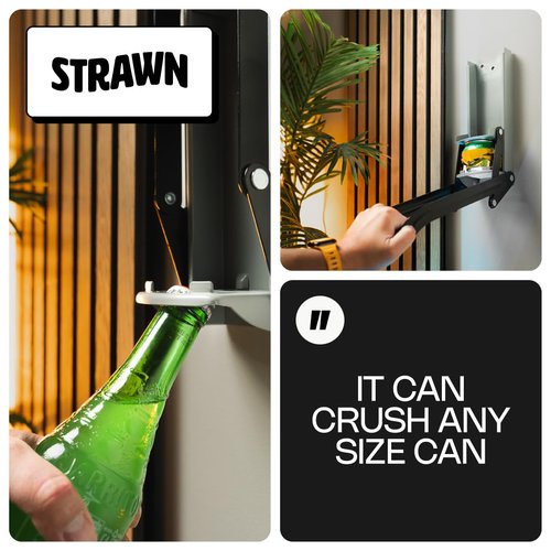 Can Crushers - Wall Mounted Aluminum Can Smasher - Ideal for Garbage Can and Recycling Bin - Outdoor Bar Accessories Must-Have - Home Improvement Essential - Efficient Can Crusher by Strawn (Green)