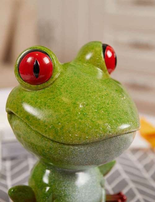 NENBOLEC Candy Dish Cookie Jar Frog Figurine Sculpture Modern Decor Gifts Polyresin Statue Green 8.0inch