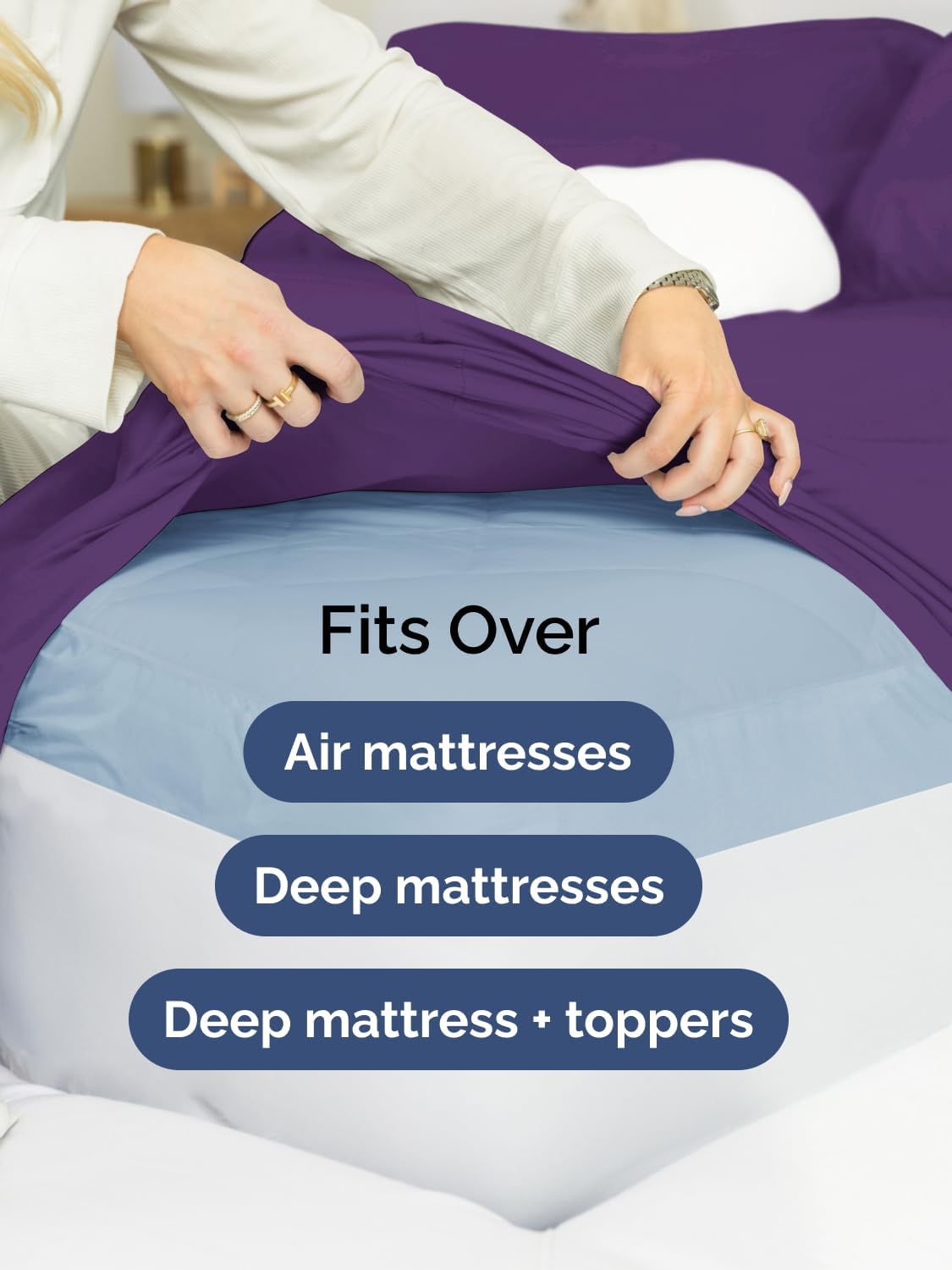 Skiennix Extra Deep Twin Sheet Set | 4-Piece Breathable Cooling Bedding - Soft, Wrinkle-Free Purple