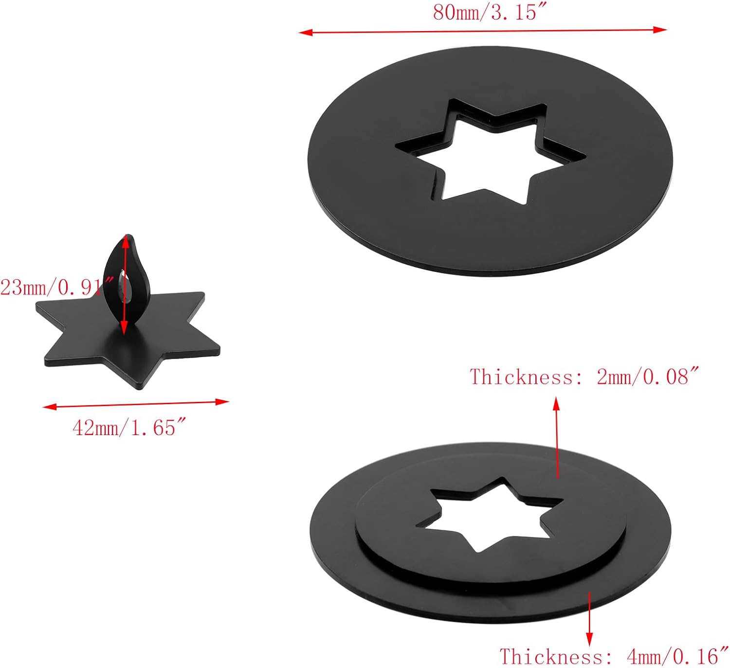 Skiennix Black Candle Jar Topper - Stainless Steel Star Covers for 3.15" Round Scented Candles | Perfect for Spa & Meditation