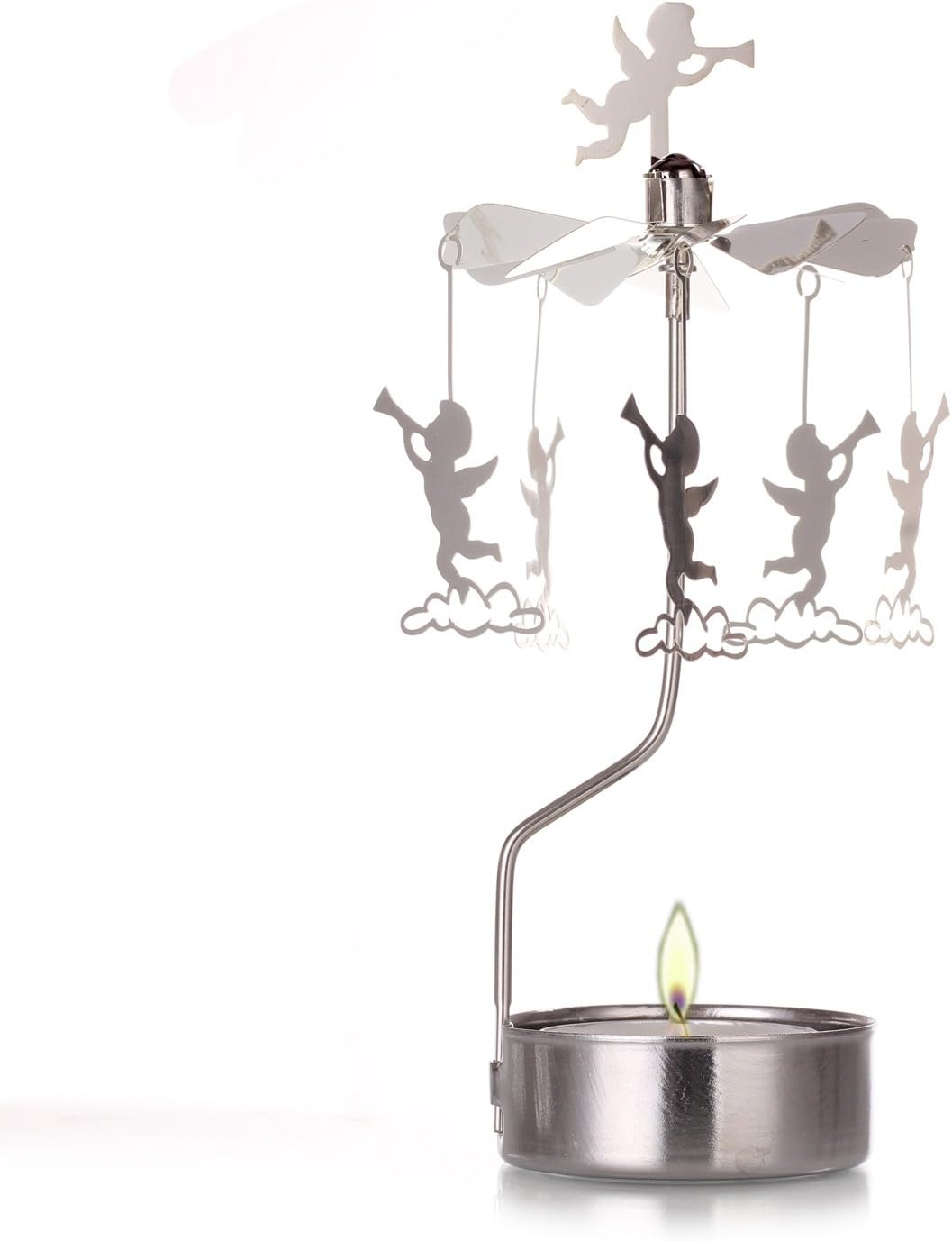 Skiennix Rotary Candle Holder - Spinning Metal Design | Perfect Small Gift for Angel Lovers