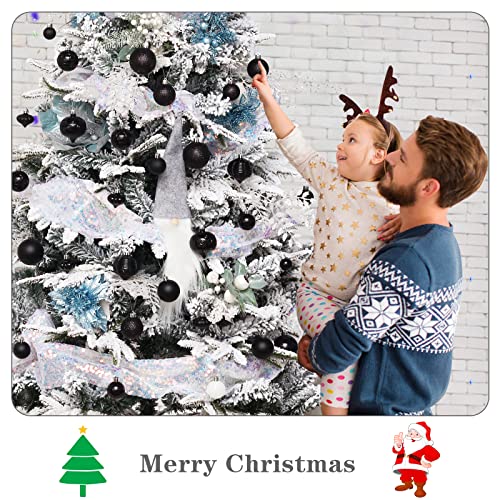 BSTDECOR 52-Pack Black Christmas Tree Ornaments with Star Topper - Shatterproof Holiday Decor