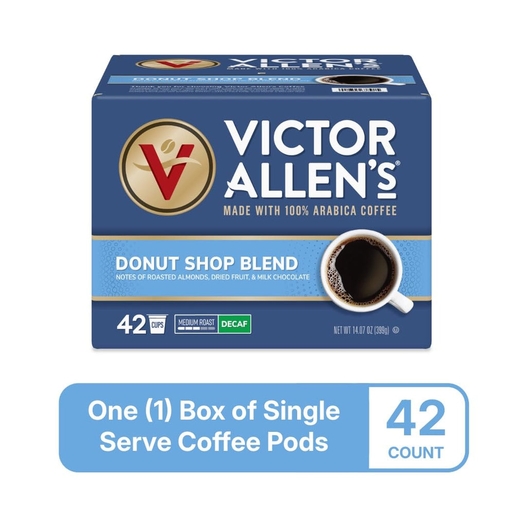 Victor Allen's Coffee Decaf Donut Shop Blend - Medium Roast Single Serve Pods | 42 Count for Keurig