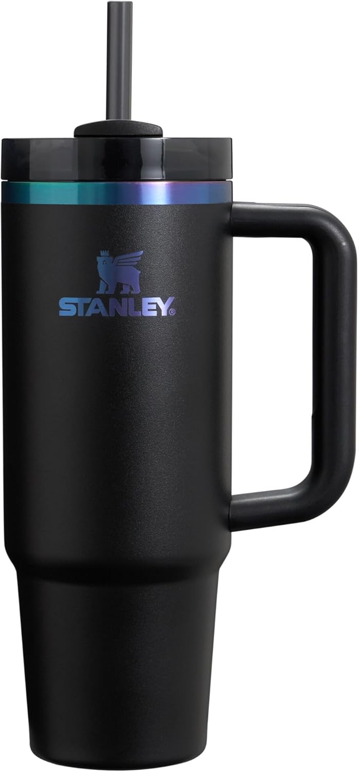 Stanley Quencher H2.0 Tumbler - 30 oz Insulated Stainless Steel Cup with Handle & Straw | BPA-Free | Black Chroma