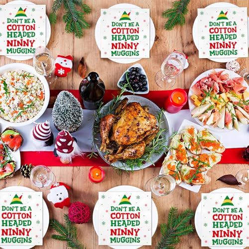 Elf Christmas Cocktail Napkins, 50 Pack - Buddy The Elf Funny Napkins (Variation: Muggins) - 5x5in