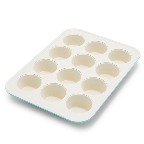 GreenPan Bakewell 12-Cup Muffin Pan, Healthy Ceramic Nonstick Bakeware, PFAS-Free Cupcake Mold, Durable Baking Tray, Versatile Kitchen Essentials, Easy Clean Ovenware, Turquoise