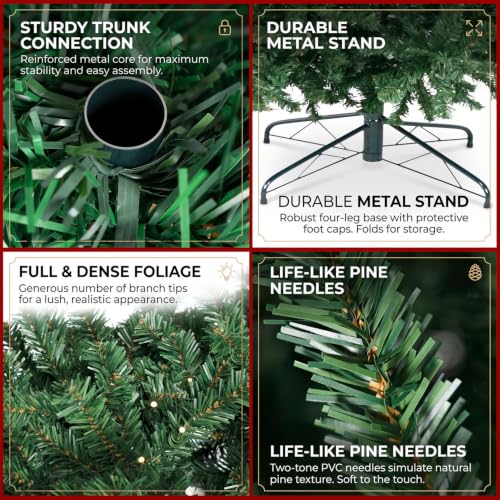5ft PreLit Spruce Artificial Christmas Tree with Colorful LED Lights & Base - Green