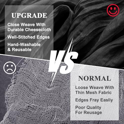 12 Pack Black Cheesecloth Table Runner 10FT Boho Gauze for Wedding & Party