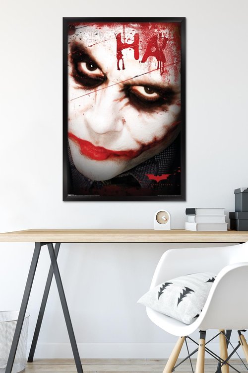 Trends International DC Comics Movie - The Dark Knight - The Joker Ha in Blood Wall Poster, 22.375" x 34", Black Framed Version