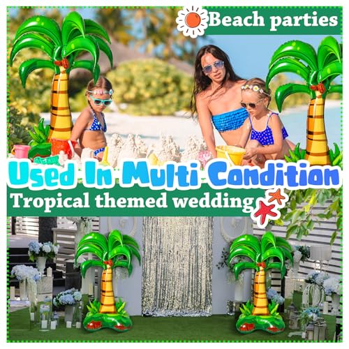 52-Inch Giant Inflatable Palm Trees (4 Pack) - Hawaiian Tropical Party Decor