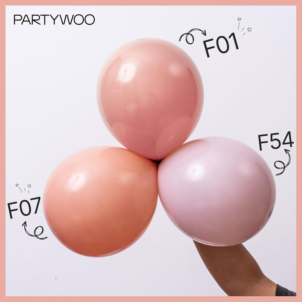 PartyWoo Dusty Pink Balloons - 140-Piece Blush Pink Balloon Arch Kit for Baby Showers & Birthday Parties | Various Sizes 5-18 Inches