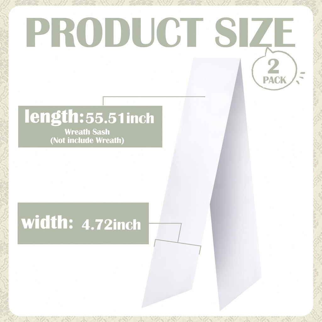 White Wreath Sash by [Brand Name] - 60-Inch Plain Sashes for Wreaths & Garlands | Indoor & Outdoor Use