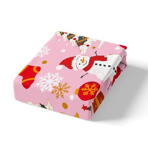 Pink Christmas Bed Sets Kawaii Xmas Tree Duvet Cover For Kids Boys Girls Winter Magic Snowflake Bedding Set Cute Snowman Comforter Cover Xmas Hats Girly Christmas Ornaments Bedroom Decor,3Pcs King