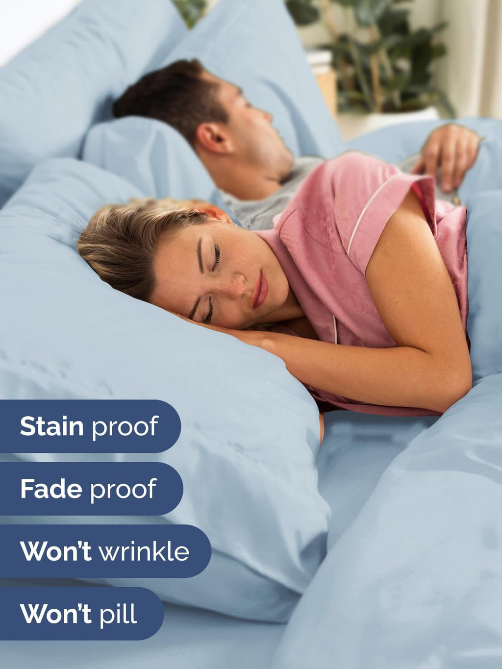 Skiennix Extra Deep Full Sheet Set | 6-Piece Breathable Cooling Bedding - Soft, Wrinkle-Free Sky Blue
