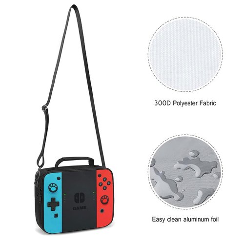 JIRAIKEI Insulated Lunch Box for Boys Girls, Game Lunch Bag for School Work Office Travel Picnic Hiking Beach, Reusable Portable Lunchbox with Adjustable Strap