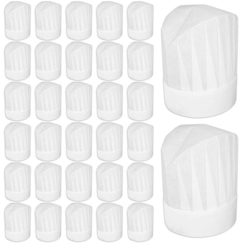 lipetol 30 Pack Chef Hats for Kids, Disposable Paper Chefs Hat Bulk DIY Kids Chef Cap for Baking, Cooking, Activity, Pizza Party
