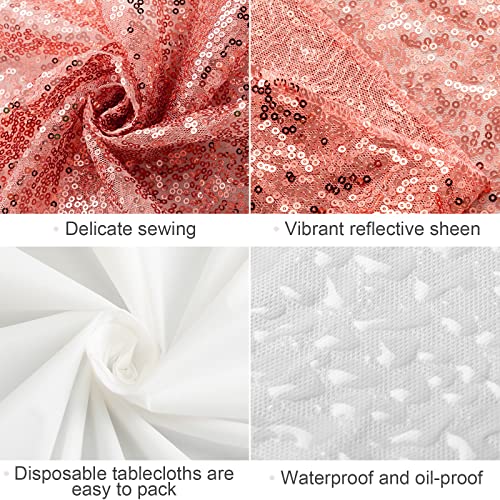 10 Pcs Rose Gold & White Plastic Table Runners and Tablecloths for Wedding & Party