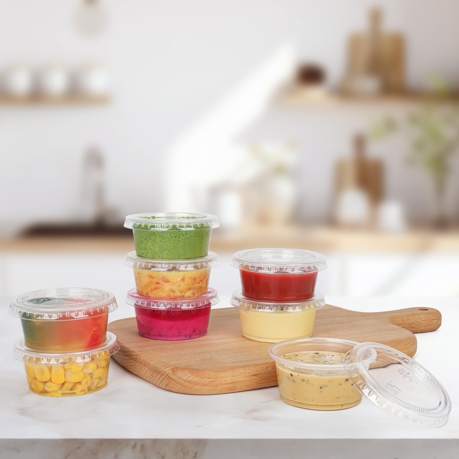 OcePor 2oz 500 Sets Jello Shot Cups with Lids, Condiment Containers with Lids, Sauce Containers for Salad Dressing, Snacks, Jello, Condiment Cups, Meal Prep Containers (transparent)