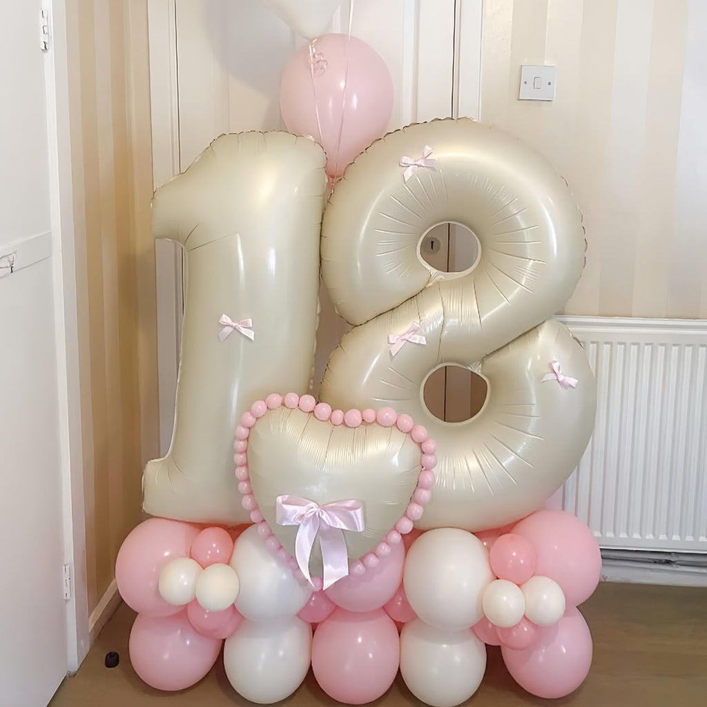 Skiennix 40-Inch Cream White Number 1 Balloon - Helium Mylar Birthday Party Decoration