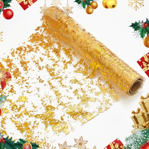 Deconovo Gold Sequin Table Runner 1PC/100FT Festive Holiday Wedding Decor