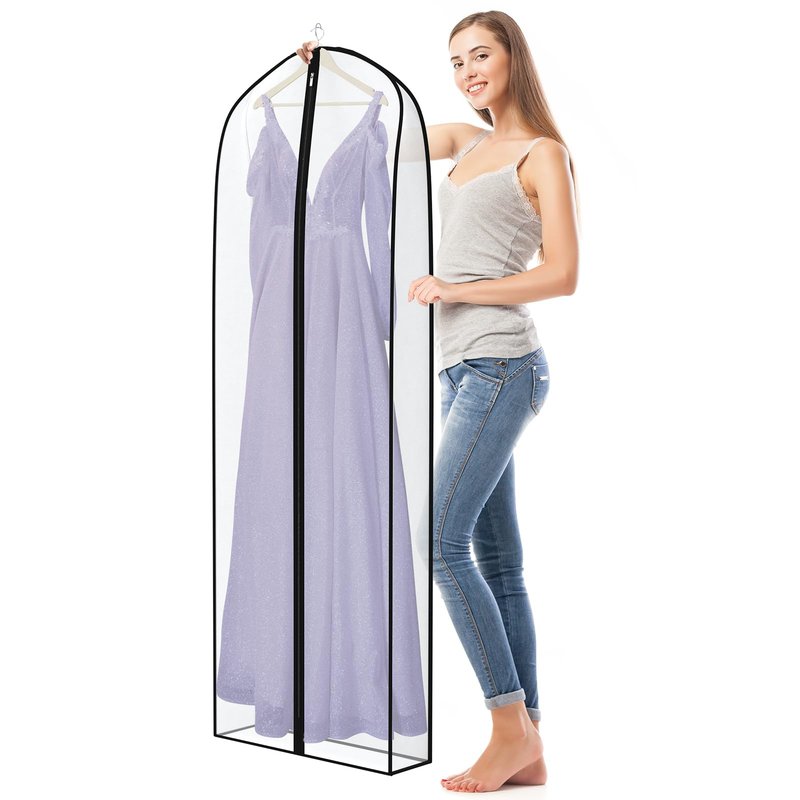 Zilink Breathable Dress Bags for Gowns Long 72” Wedding Dress Storage Bags Silky Dress Bags for Closet Storage with 7" Gussted Wrinkle Free for Long Evening Dresses Puffy Dress Storage, Set of 4