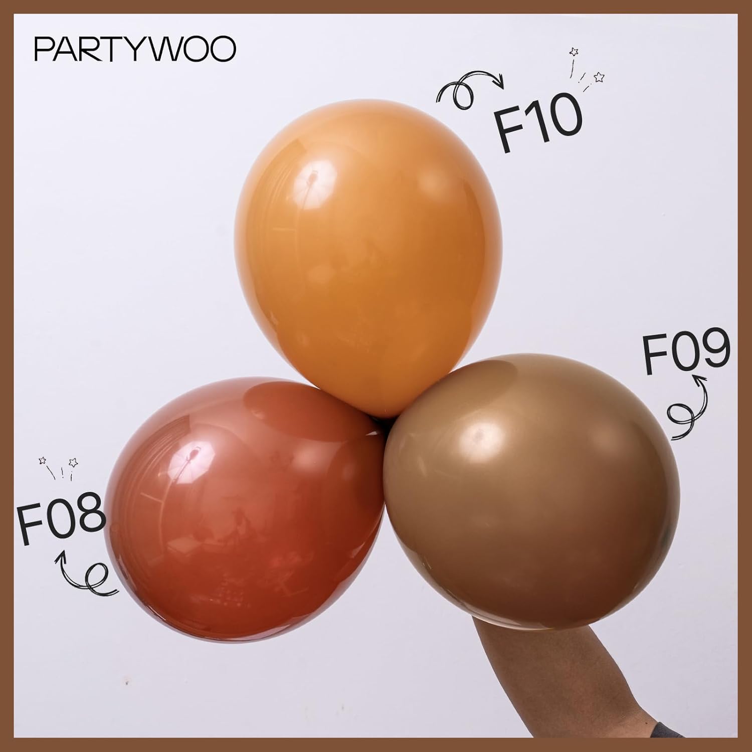 PartyWoo Dark Brown Balloons - 140-Piece Boho Neutral Balloon Arch Kit | 5-18 Inch for Birthday & Baby Shower Decor