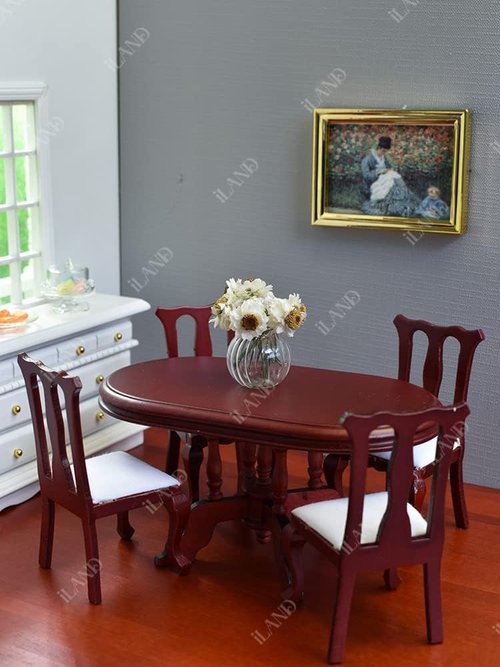 iLAND Miniature Dollhouse Accessories - 1:12 Scale Furniture & Classic Paintings Set (4 Golden Frames)