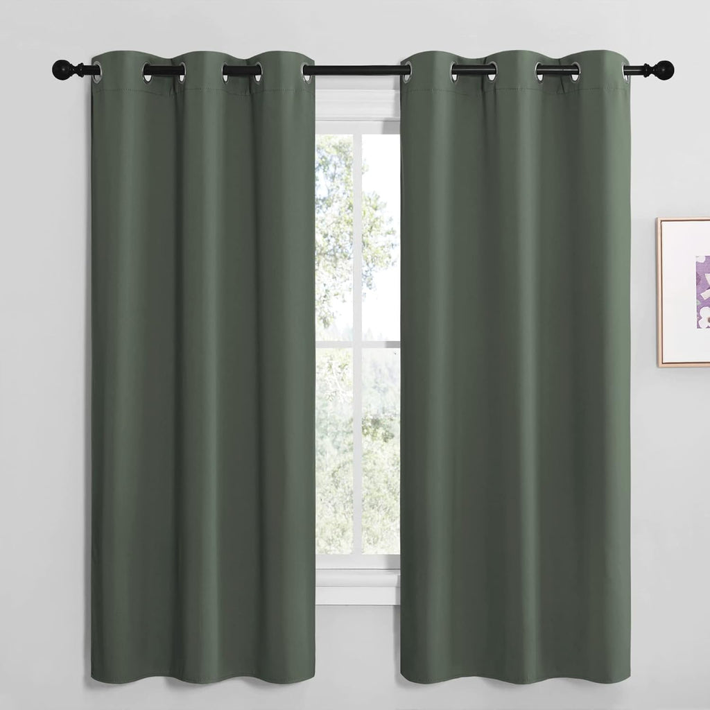 NICETOWN Blackout Curtain Panels, Home Decoration Thermal Insulated Solid Grommet Blackout Drape for Dining Room (Dark Mallard, 1 Pair, 42 by 68-Inch)