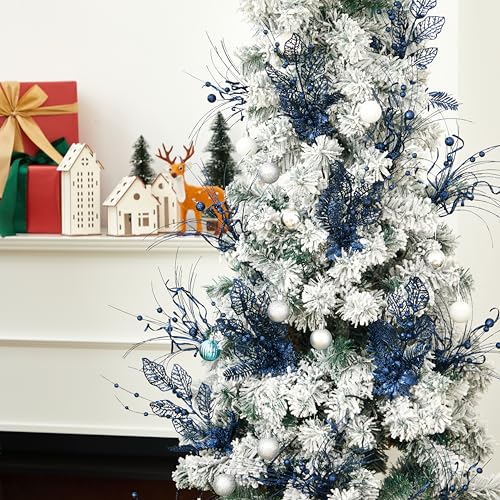 Navy Blue Christmas Tree Picks and Sprays - 24 pcs Holiday Decor