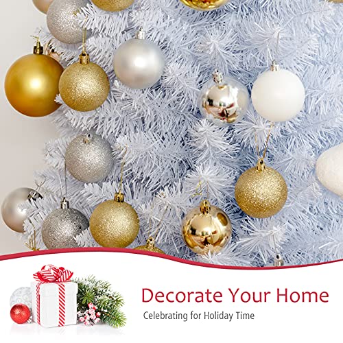 6ft Slim White Artificial Christmas Tree with Folding Metal Stand