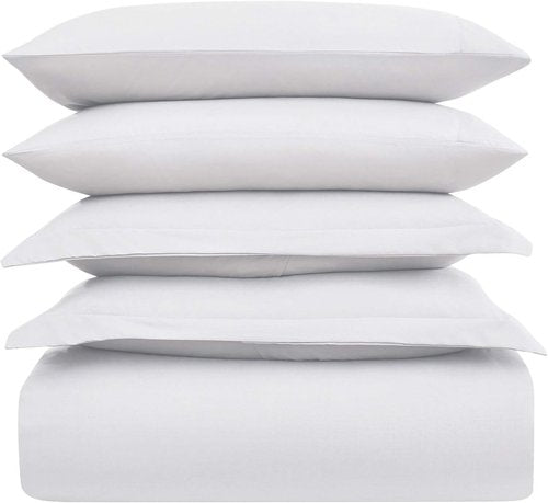 Mellanni Duvet Cover Set - 5 PC Luxury Bedding Collection - Extra Soft & Cooling Microfiber | Queen, White