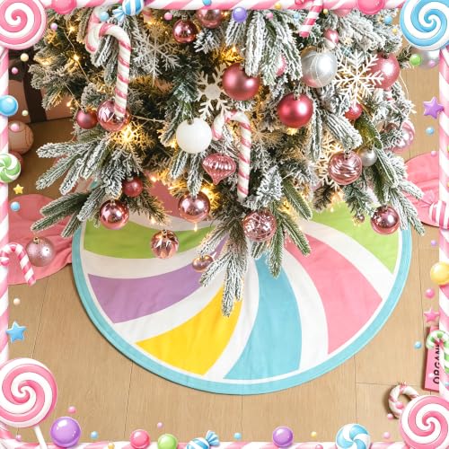 Pastel Candy Cane Christmas Tree Skirt 36 Inch – Candyland Wreath Style