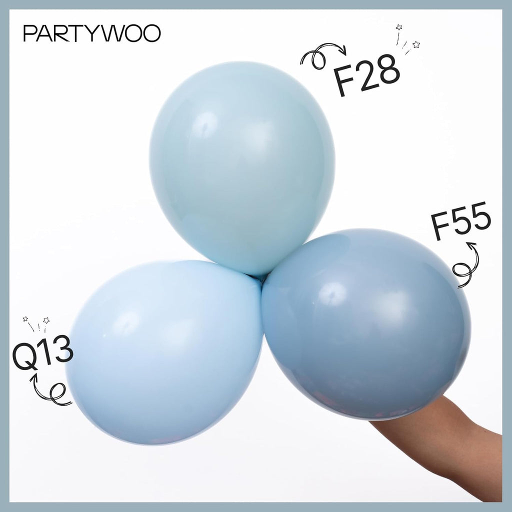 PartyWoo Dusty Blue Balloons - 120-Piece Set for Baby Showers & Birthdays | Slate Blue Boho Arch Kit