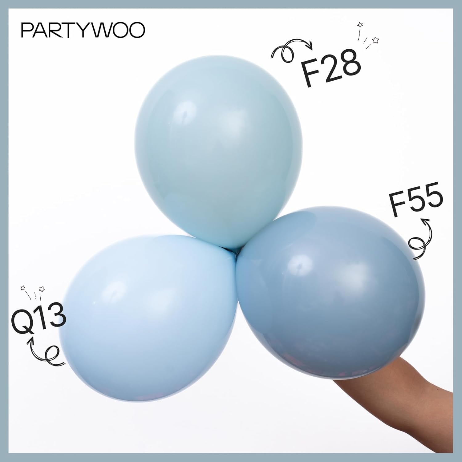 PartyWoo Dusty Blue Balloons - 120-Piece Set for Baby Showers & Birthdays | Slate Blue Boho Arch Kit