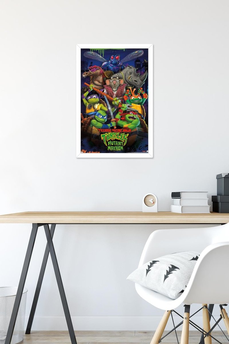 Trends International Teenage Mutant Ninja Turtles: Mutant Mayhem - Group Wall Poster, 22.4L x 14.7W, White Framed Version