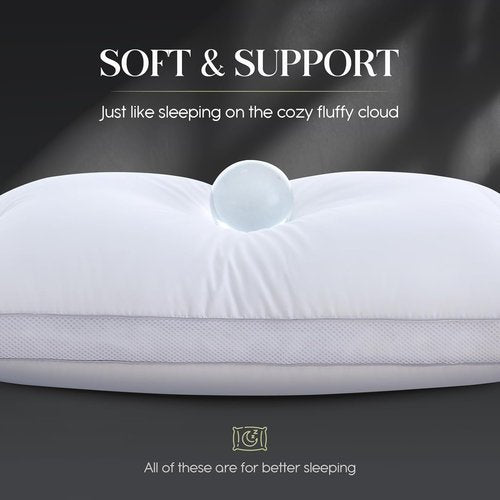 Goose Down Bed Pillows - Queen Size Set of 2 | Hotel Collection for Ultimate Comfort, 20" x 30"
