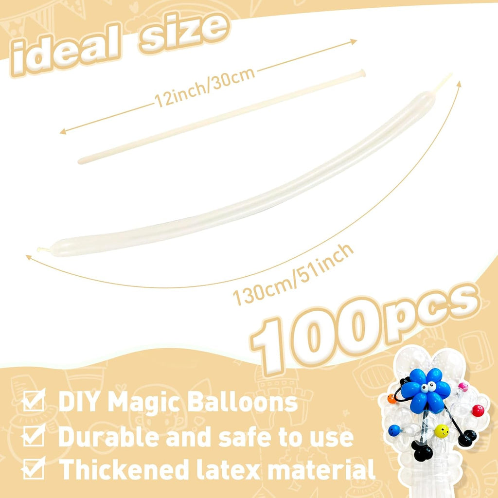 Skiennix 100 Pcs Clear 260 Balloons - Perfect for Long Balloon Garlands & Party Decorations