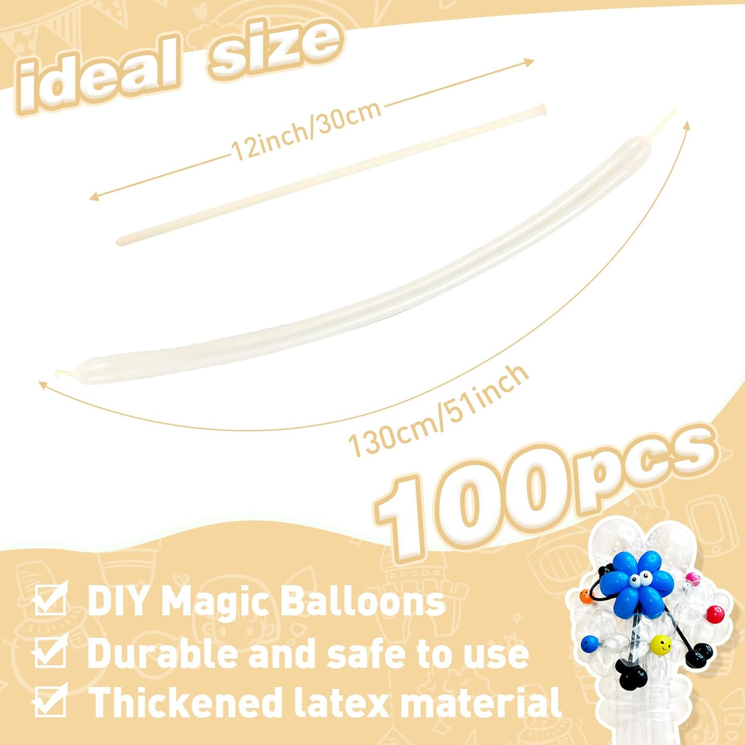 Skiennix 100 Pcs Clear 260 Balloons - Perfect for Long Balloon Garlands & Party Decorations