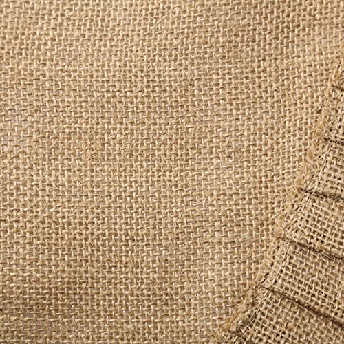 Rustic Burlap Christmas Tree Skirt with Ruffled Edge - 19.7 Inch Linen Base Cover