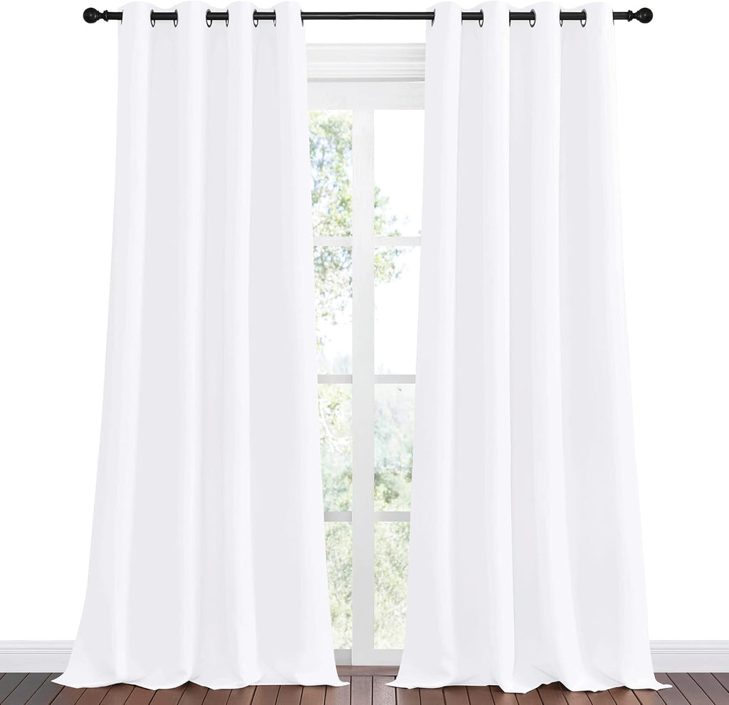 NICETOWN White Sliding Door Curtains - 55" x 96", 2-Piece Grommet Panels for Modern Sunlight Blocking