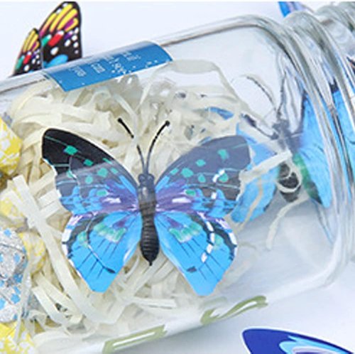 BOPART 3D Butterfly Decals - 24Pcs Magnetic Wall Decor Stickers for Party Crafts | Blue, 12 Styles, 4 Sizes