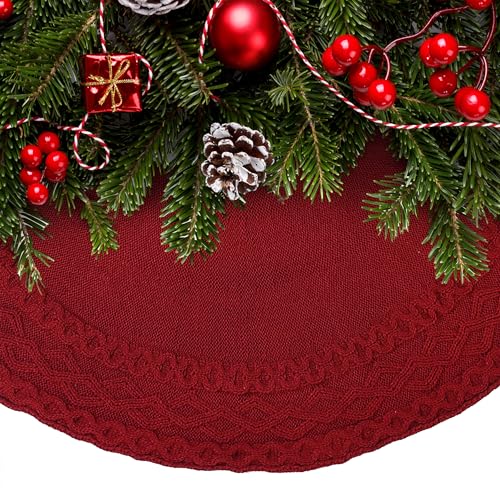 Mr. Pen Christmas Tree Skirt 36 Inch Red Knitted Holiday Decor