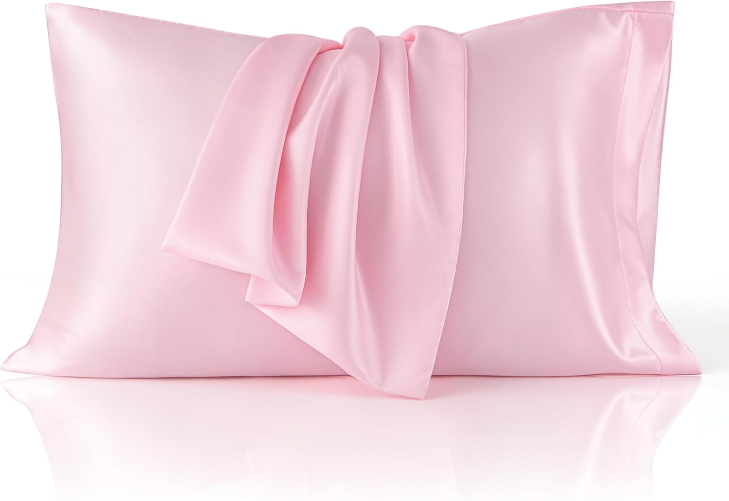 Bedsure King Size Satin Pillowcase Set - Pink Silky Pillow Cases for Hair & Skin, 20x36 Inches (2pcs)
