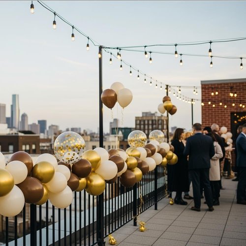 Brown & Gold Balloons - 12 Inch Light Sand White Confetti for Bridal Shower & Birthday Decor